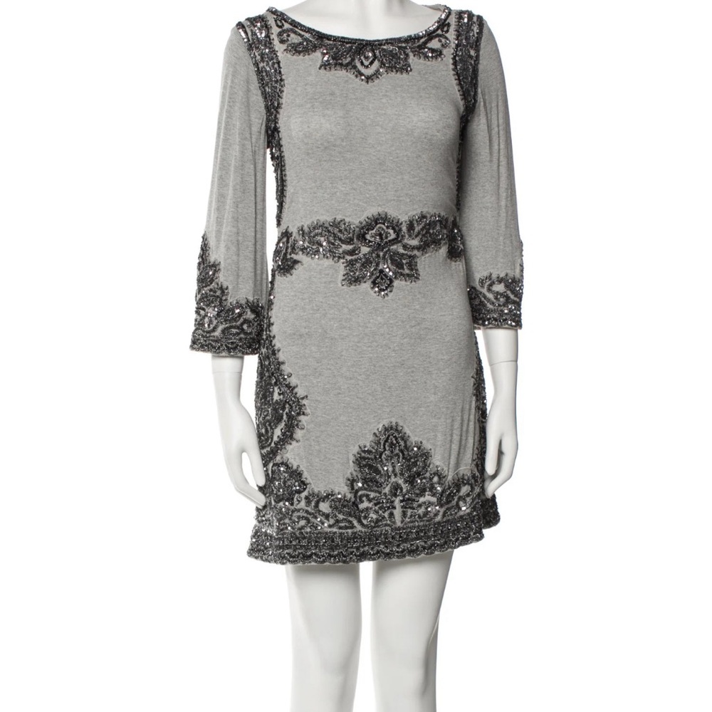 Calypso St. Barth Gray Sheath Dress with Bell Sleeves